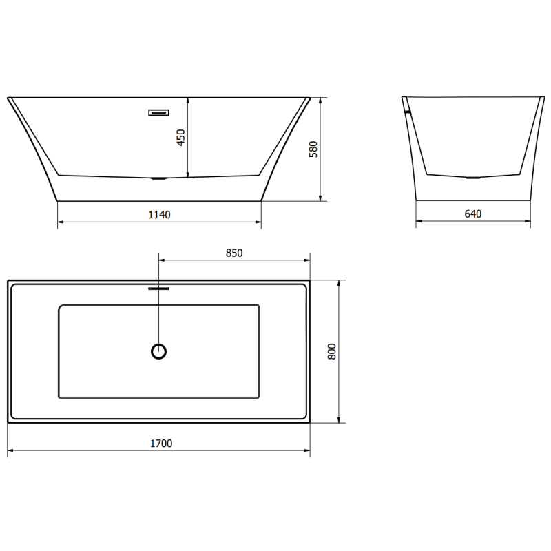 Mexen Ibiza baignoire autoportante 170 x 80 cm, blanche - 57021708000