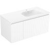 Mexen Rivel meuble de salle de bain 100 cm avec lavabo Vela à droite, 1S, 1D, rainuré, blanc mat - 91A23-10047-3-BBFF01-W23P01