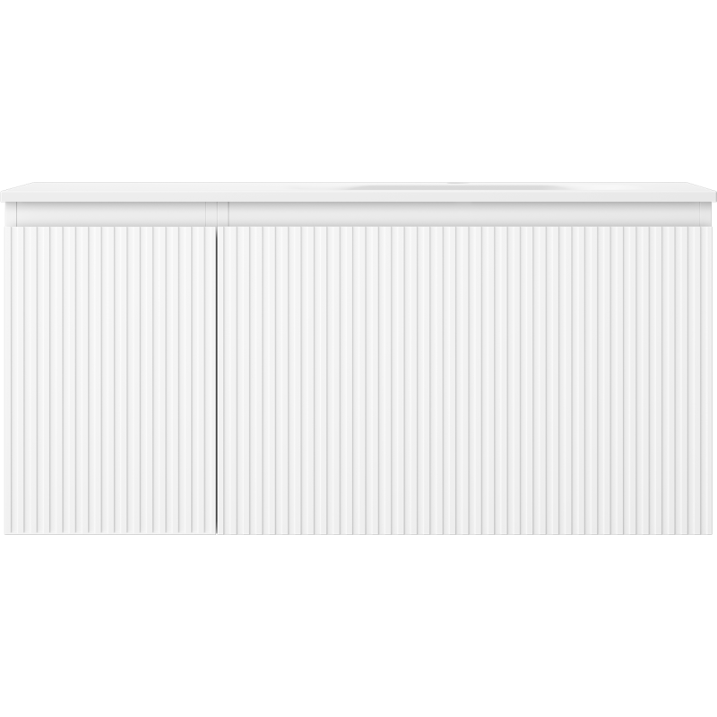 Mexen Rivel meuble de salle de bain 100 cm avec lavabo Vela à droite, 1S, 1D, rainuré, blanc mat - 91A23-10047-3-BBFF01-W23P01