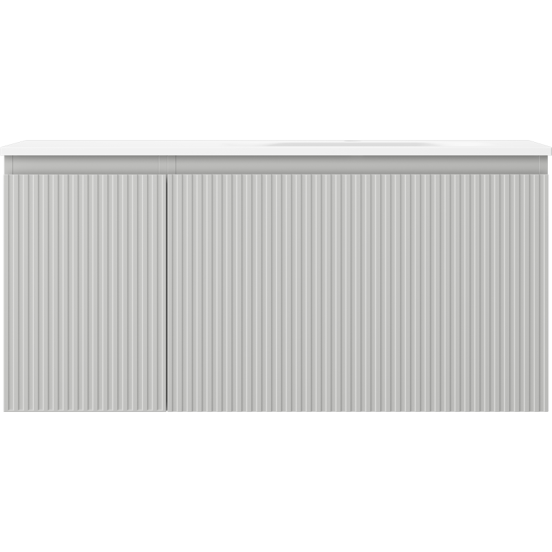 Mexen Rivel armoire de salle de bains 100 cm avec lavabo Vela à droite, 1S, 1D, rainurée, gris mat/blanc mat