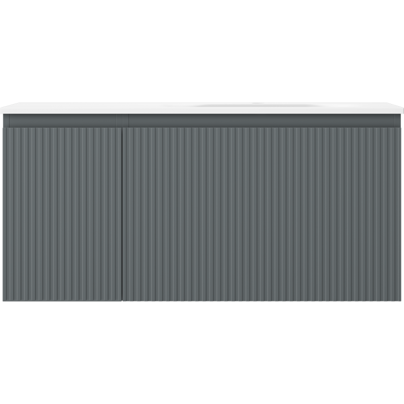 Mexen Rivel armoire de salle de bain 100 cm avec lavabo Vela à droite, 1S, 1D, rainurée, graphite/blanc mat