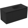 Mexen Rivel meuble de salle de bain 100 cm avec lavabo Vela à droite, 1S, 1D, rainuré, noir mat - 91A23-10047-3-BBFF71-W23P71