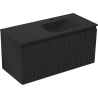 Mexen Rivel meuble de salle de bain 100 cm avec lavabo Vela droit, 1S, 1D, rainuré, noir mat - 91A23-10047-3-BBFF71-W23P71