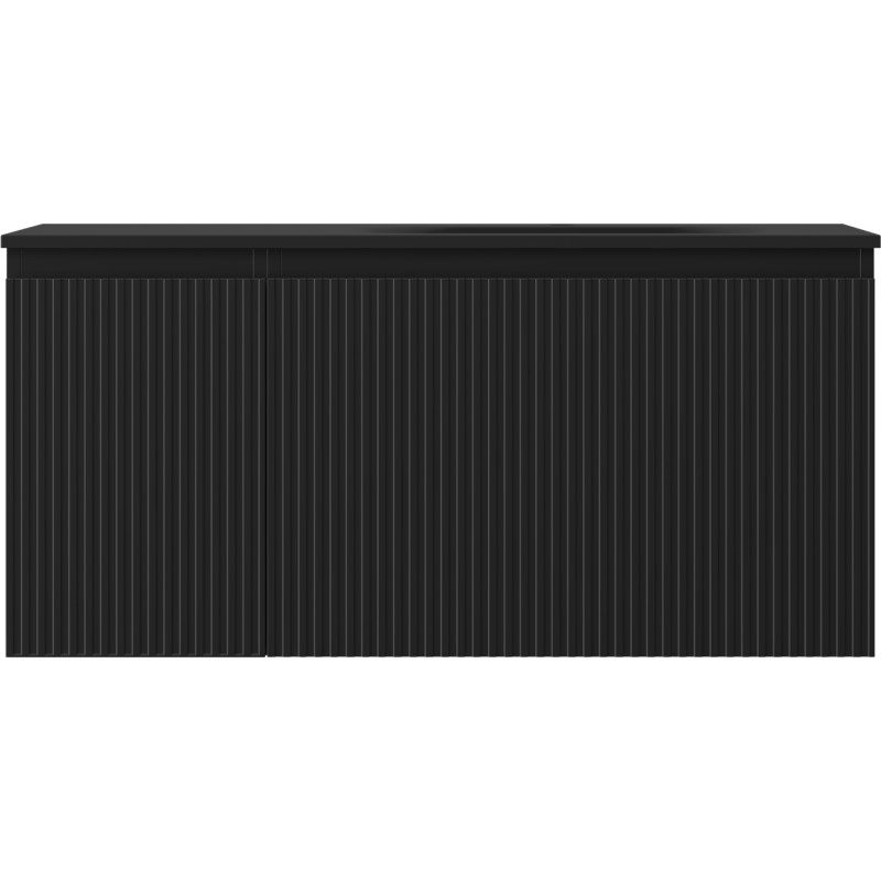 Mexen Rivel meuble de salle de bain 100 cm avec lavabo Vela à droite, 1S, 1D, rainuré, noir mat - 91A23-10047-3-BBFF71-W23P71