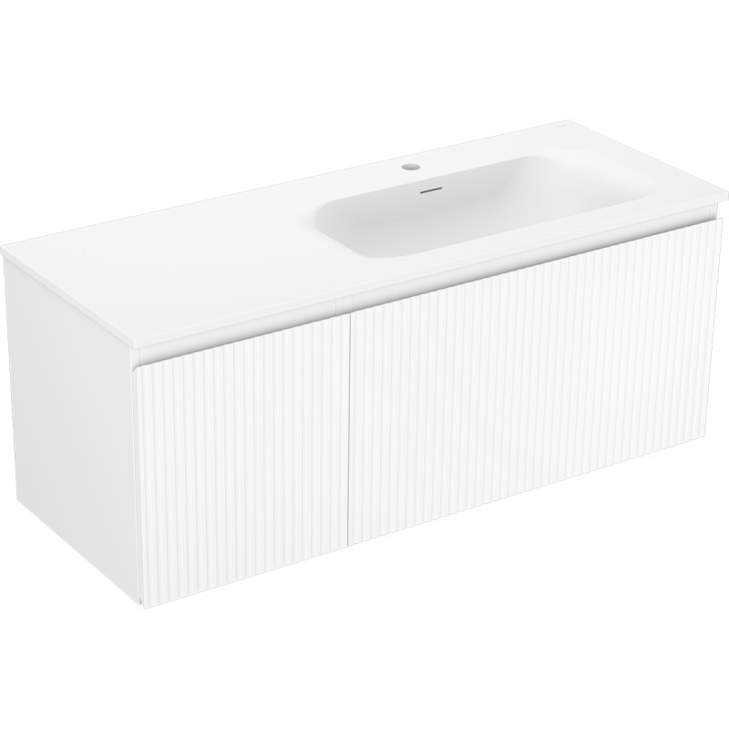 Mexen Rivel armoire de salle de bain 120 cm avec lavabo Vela droit, 1S, 1D, rainurée, blanc mat - 91A23-12047-3-BBFF01-W23P01