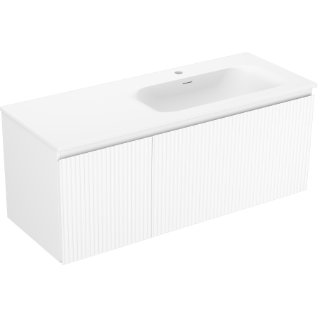 Mexen Rivel meuble de salle de bain 120 cm avec lavabo Vela droit, 1S, 1D, rainuré, blanc mat - 91A23-12047-3-BBFF01-W23P01