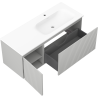 Mexen Rivel armoire de salle de bain 120 cm avec lavabo Vela à droite, 1 tiroir, 1 porte, rainurée, gris mat/blanc mat