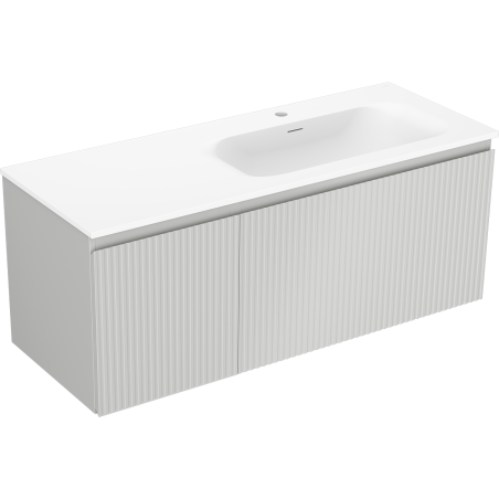 Mexen Rivel armoire de salle de bain 120 cm avec lavabo Vela à droite, 1 tiroir, 1 porte, rainurée, gris mat/blanc mat