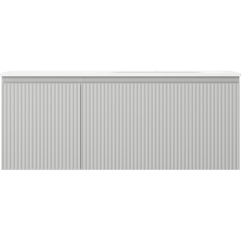 Mexen Rivel armoire de salle de bain 120 cm avec lavabo Vela à droite, 1 tiroir, 1 porte, rainurée, gris mat/blanc mat