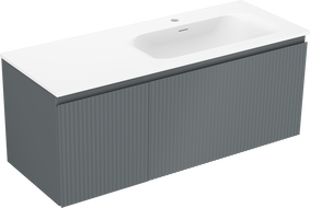 Mexen Rivel armoire de salle de bain 120 cm avec lavabo Vela droit, 1S, 1D, cannelée, graphite/blanc mat