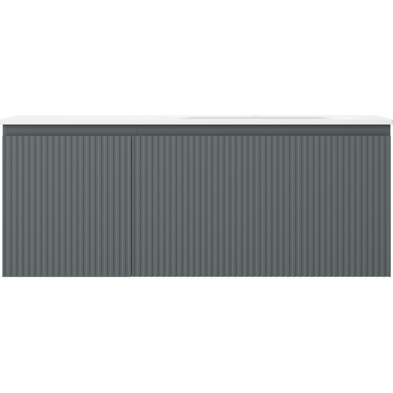 Mexen Rivel armoire de salle de bain 120 cm avec lavabo Vela droit, 1S, 1D, cannelée, graphite/blanc mat