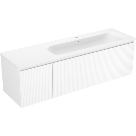 Mexen Rivel meuble de salle de bains 160 cm avec lavabo Vela droit, 1S, 1D, rainuré, blanc mat - 91A23-16047-3-BBFF01-W23P01