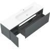 Mexen Rivel meuble de salle de bain 160 cm avec lavabo Vela à droite, 1S, 1D, rainuré, graphite/blanc mat