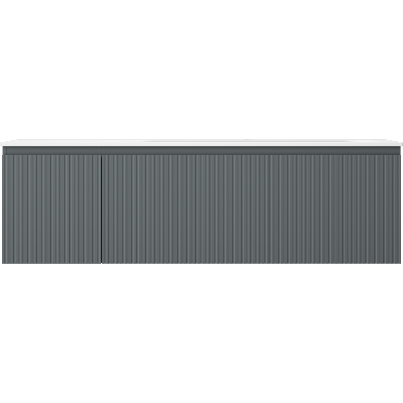 Mexen Rivel meuble de salle de bain 160 cm avec lavabo Vela à droite, 1S, 1D, rainuré, graphite/blanc mat