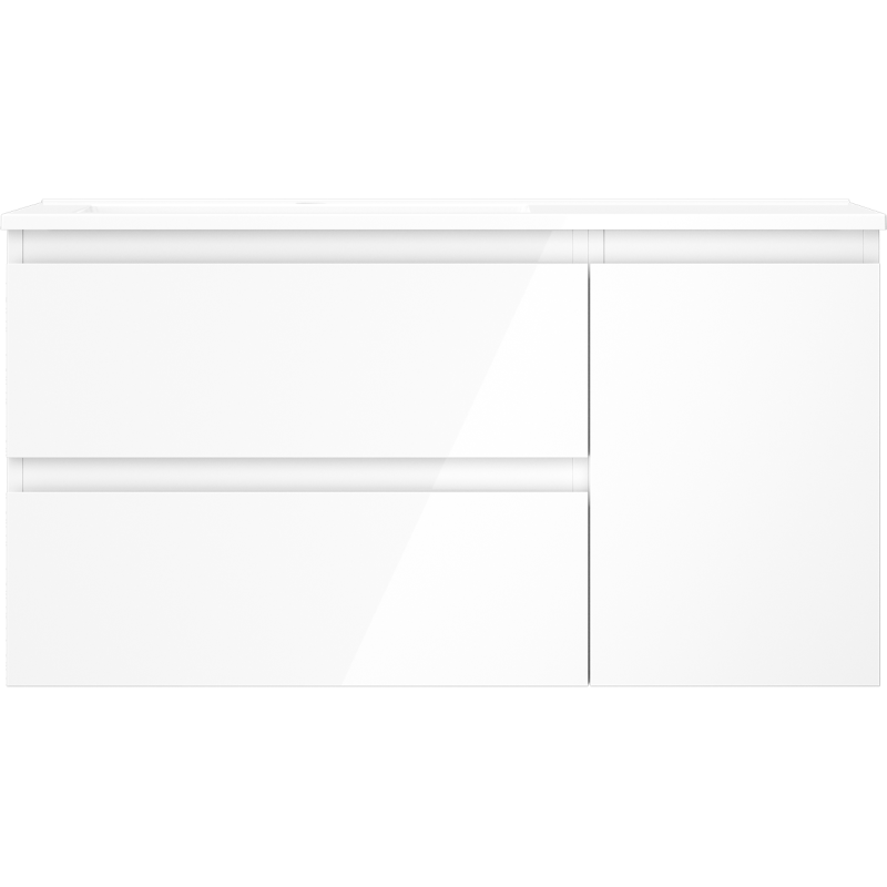 Mexen Orio armoire de salle de bain 90 cm avec lavabo Otis gauche, 2T, 1P, blanc brillant - 91A13-09047-3-BBFFF00-W18L00