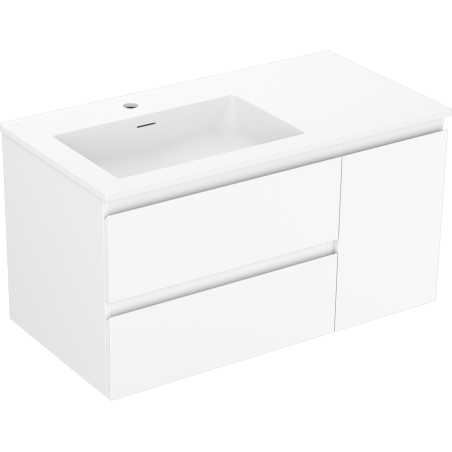 Mexen Orio armoire de salle de bain 90 cm avec lavabo Otis à gauche, 2S, 1D, blanc mat - 91A13-09047-3-BBFFF01-W18L01