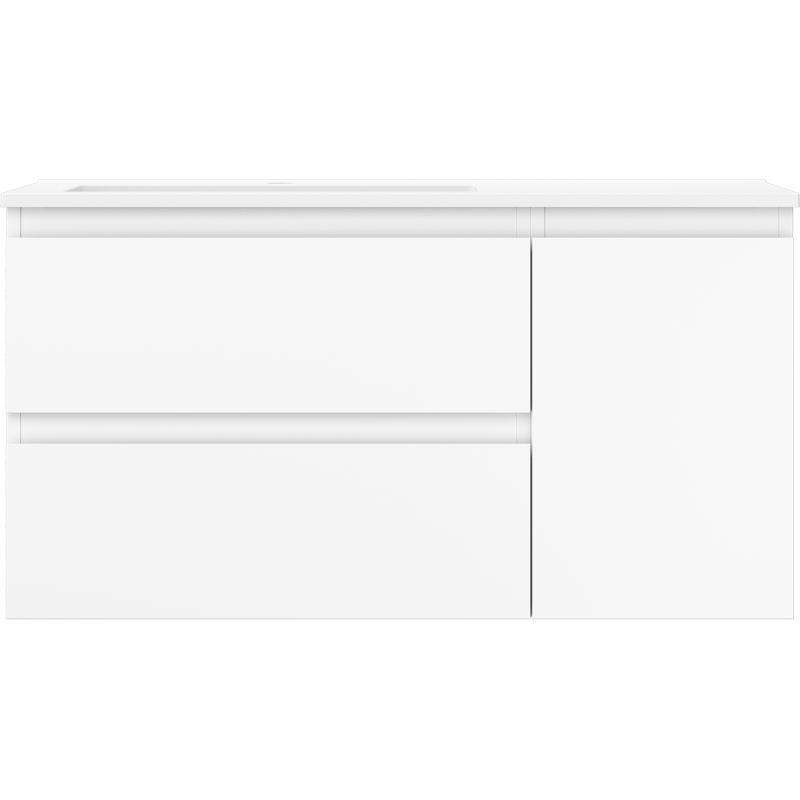 Mexen Orio armoire de salle de bain 90 cm avec lavabo Otis gauche, 2S, 1D, blanc mat - 91A13-09047-3-BBFFF01-W18L01