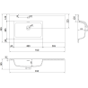 Mexen Orio meuble de salle de bain 90 cm avec lavabo Otis gauche, 2S, 1D, gris mat/blanc mat - 91A13-09047-3-BBFFF62-W18L01