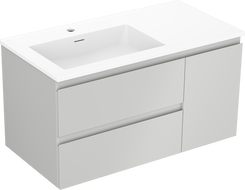 Mexen Orio armoire de salle de bain 90 cm avec lavabo Otis gauche, 2S, 1D, gris mat/blanc mat - 91A13-09047-3-BBFFF62-W18L01