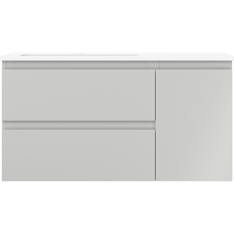 Mexen Orio meuble de salle de bain 90 cm avec lavabo Otis gauche, 2S, 1D, gris mat/blanc mat - 91A13-09047-3-BBFFF62-W18L01