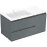 Mexen Orio armoire de salle de bain 90 cm avec lavabo Otis à gauche, 2S, 1D, graphite mat/blanc mat