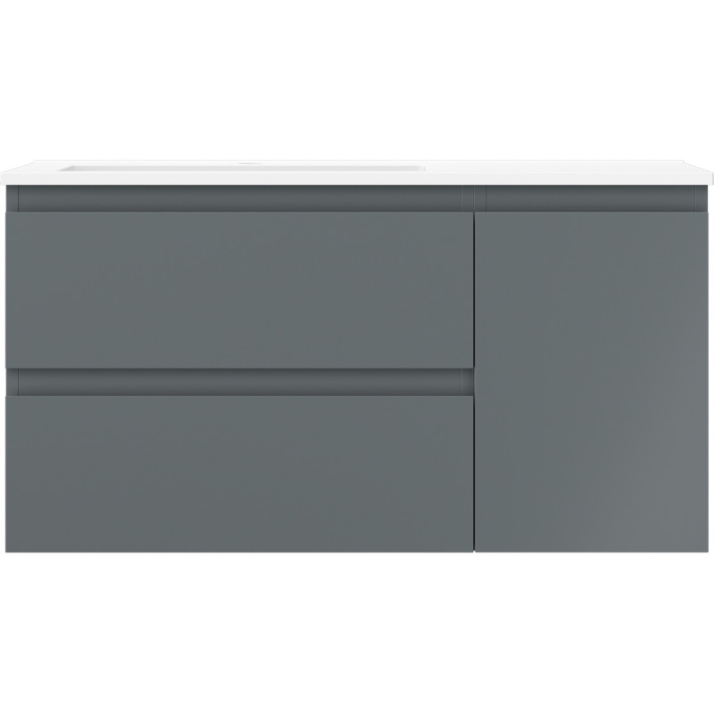 Mexen Orio armoire de salle de bain 90 cm avec lavabo Otis à gauche, 2S, 1D, graphite mat/blanc mat