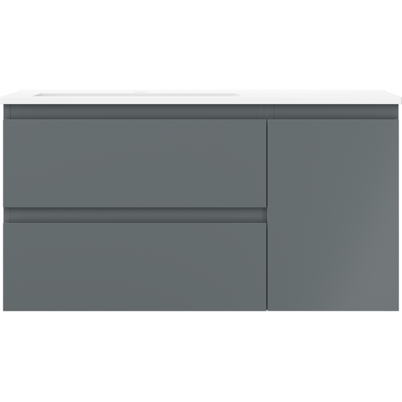 Mexen Orio meuble de salle de bain 90 cm avec lavabo Otis gauche, 2S, 1D, graphite mat/blanc mat - 91A13-09047-3-BBFFF66-W18L01