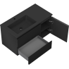 Mexen Orio meuble de salle de bain 90 cm avec lavabo Otis à gauche, 2S, 1D, noir mat - 91A13-09047-3-BBFFF71-W18L71