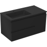 Mexen Orio meuble de salle de bain 90 cm avec lavabo Otis à gauche, 2S, 1D, noir mat - 91A13-09047-3-BBFFF71-W18L71