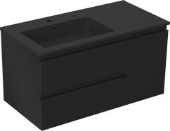 Mexen Orio meuble de salle de bain 90 cm avec lavabo Otis à gauche, 2S, 1D, noir mat - 91A13-09047-3-BBFFF71-W18L71