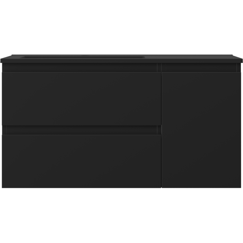 Mexen Orio armoire de salle de bain 90 cm avec lavabo Otis gauche, 2S, 1D, noir mat - 91A13-09047-3-BBFFF71-W18L71