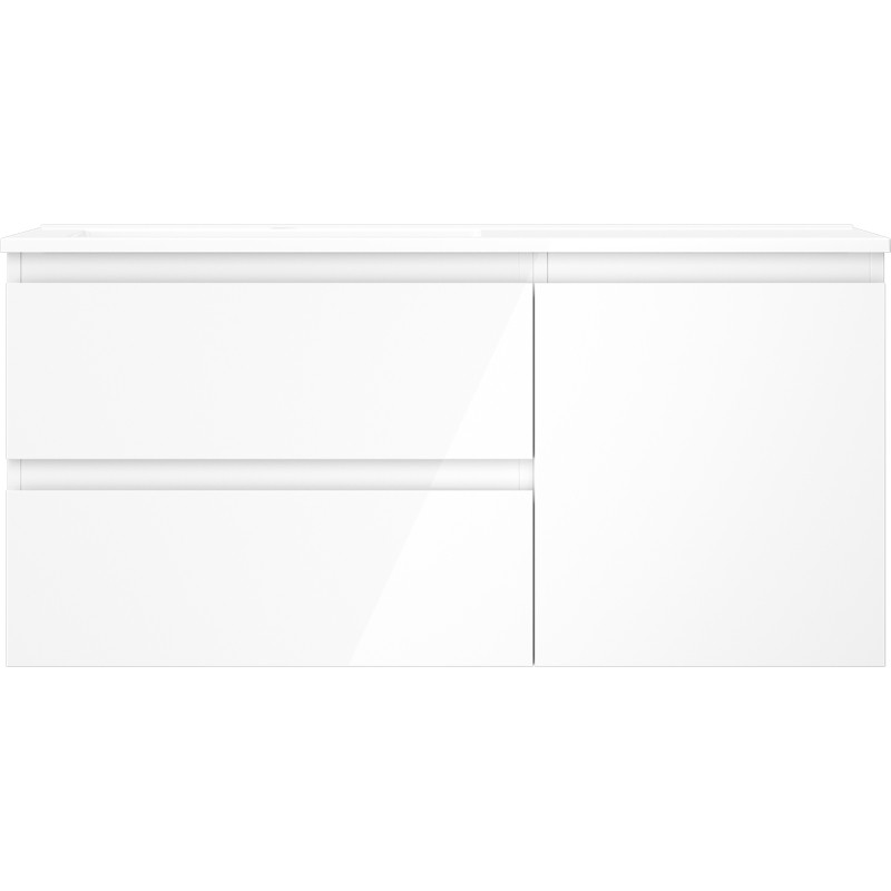 Mexen Orio armoire de salle de bain 100 cm avec lavabo Otis gauche, 2S, 1P, blanc brillant - 91A13-10047-3-BBFFF00-W18L00