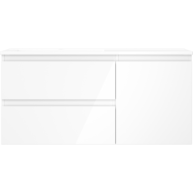 Mexen Orio meuble de salle de bain 100 cm avec lavabo Otis gauche, 2S, 1D, blanc brillant - 91A13-10047-3-BBFFF00-W18L00
