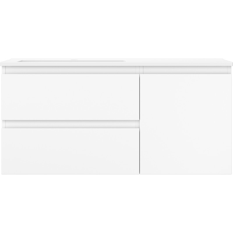 Mexen Orio meuble de salle de bains 100 cm avec lavabo Otis gauche, 2T, 1P, blanc mat - 91A13-10047-3-BBFFF01-W18L01