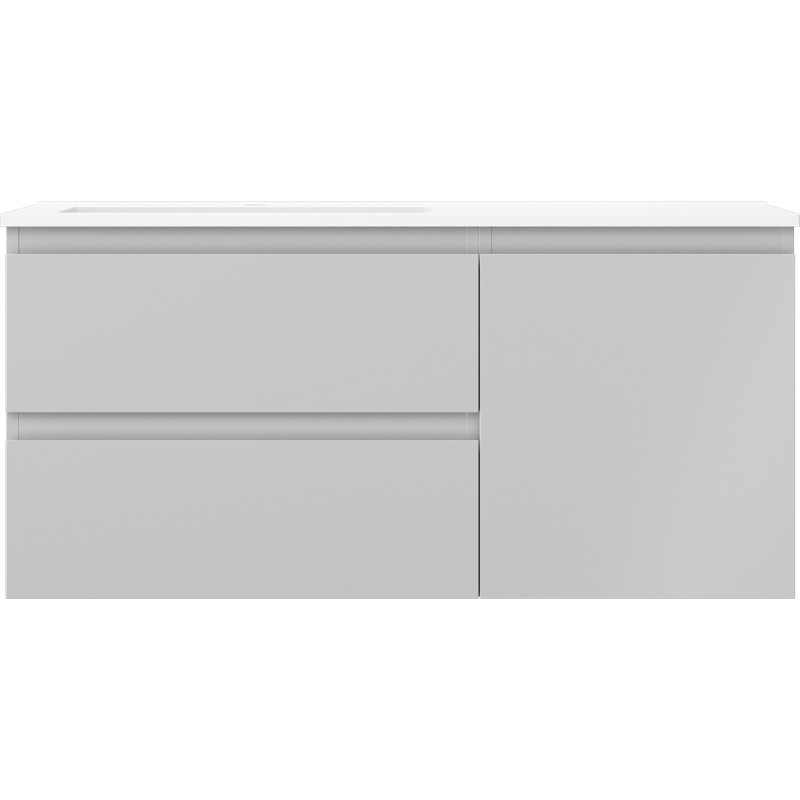 Mexen Orio armoire de salle de bain 100 cm avec lavabo Otis à gauche, 2 tiroirs, 1 porte, gris mat/blanc mat