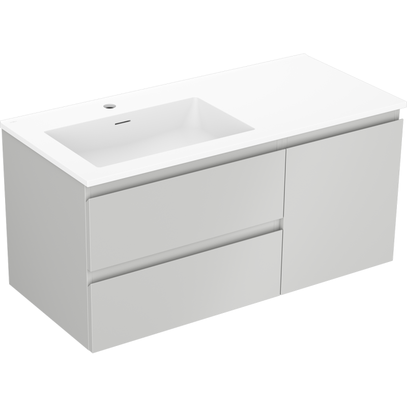 Mexen Orio armoire de salle de bain 100 cm avec lavabo Otis gauche, 2S, 1D, gris mat/blanc mat - 91A13-10047-3-BBFFF62-W18L01