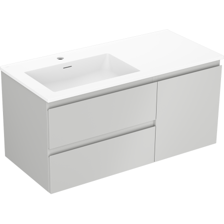 Mexen Orio armoire de salle de bain 100 cm avec lavabo Otis gauche, 2S, 1D, gris mat/blanc mat - 91A13-10047-3-BBFFF62-W18L01