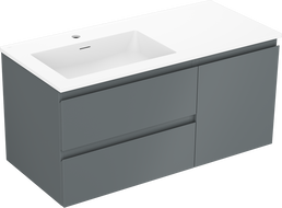 Mexen Orio meuble de salle de bain 100 cm avec lavabo Otis gauche, 2S, 1D, graphite mat/blanc mat - 91A13-10047-3-BBFFF66-W18L01