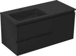 Mexen Orio armoire de salle de bain 100 cm avec lavabo Otis gauche, 2S, 1P, noir mat - 91A13-10047-3-BBFFF71-W18L71