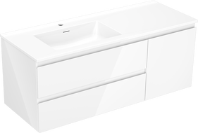 Mexen Orio meuble de salle de bain 120 cm avec lavabo Otis gauche, 2S, 1D, blanc brillant - 91A13-12047-3-BBFFF00-W18L00
