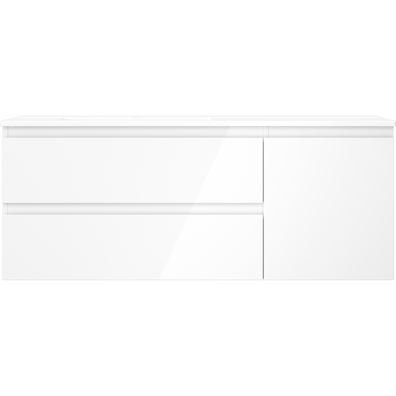 Mexen Orio armoire de salle de bain 120 cm avec lavabo Otis gauche, 2S, 1D, blanc brillant - 91A13-12047-3-BBFFF00-W18L00