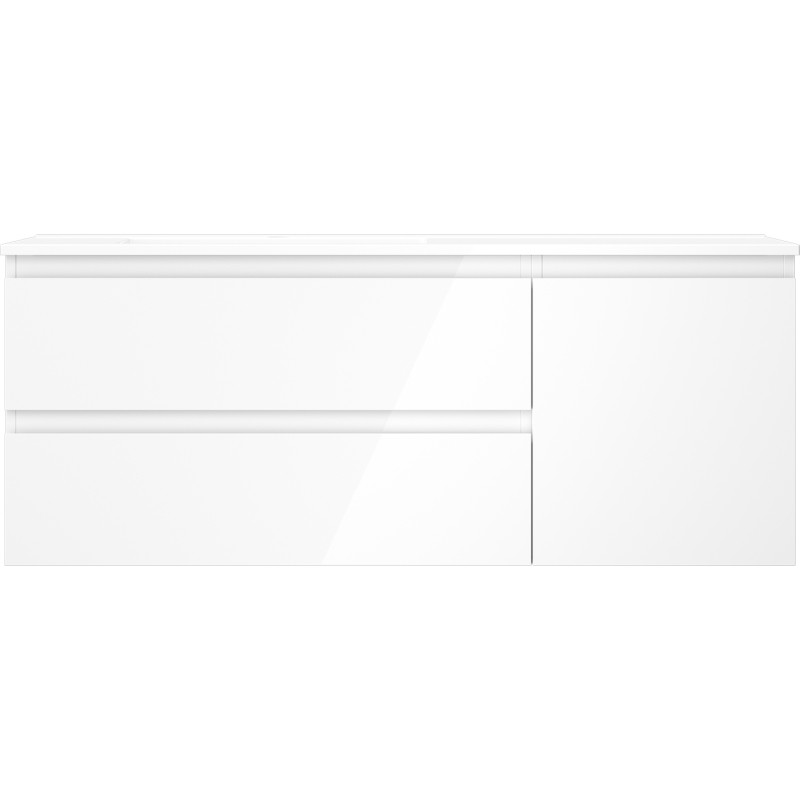 Mexen Orio meuble de salle de bain 120 cm avec lavabo Otis gauche, 2S, 1D, blanc brillant - 91A13-12047-3-BBFFF00-W18L00