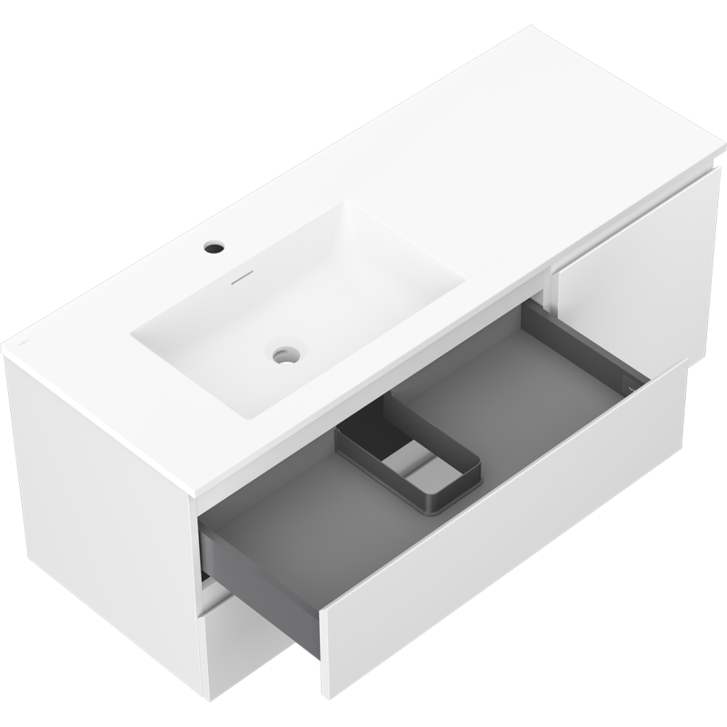 Mexen Orio armoire de salle de bain 120 cm avec lavabo Otis gauche, 2S, 1D, blanc mat - 91A13-12047-3-BBFFF01-W18L01