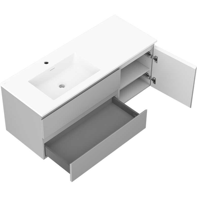 Mexen Orio Armoire de salle de bain 120 cm avec lavabo Otis gauche, 2S, 1D, gris mat/blanc mat - 91A13-12047-3-BBFFF62-W18L01
