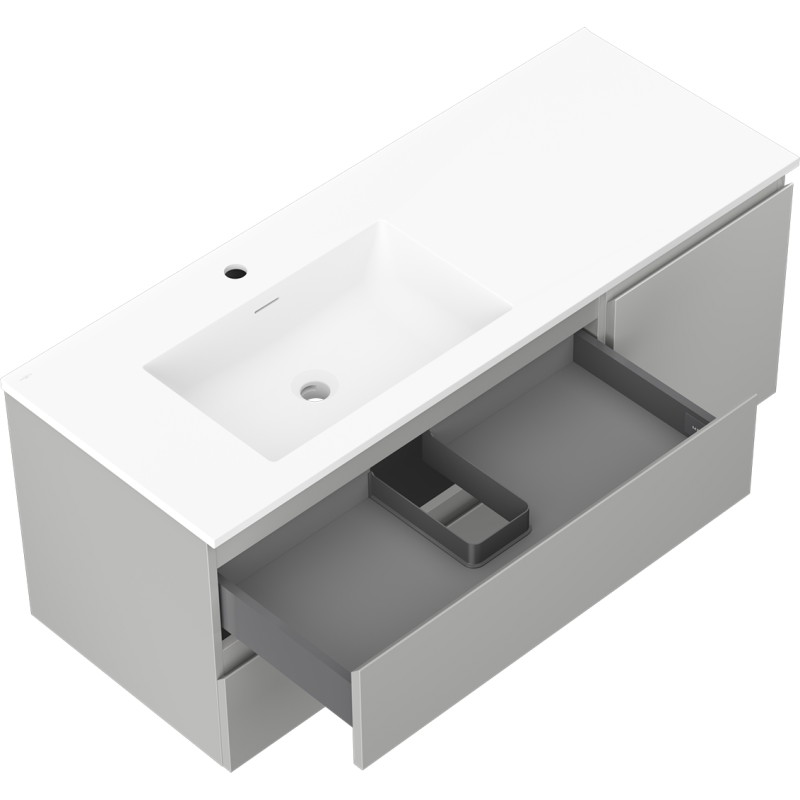 Mexen Orio Armoire de salle de bain 120 cm avec lavabo Otis gauche, 2S, 1D, gris mat/blanc mat - 91A13-12047-3-BBFFF62-W18L01