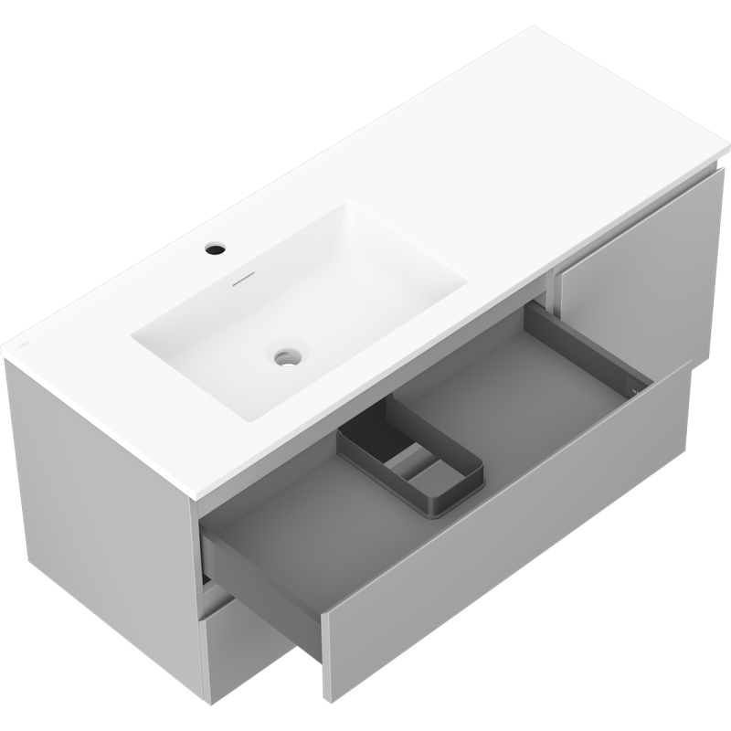 Mexen Orio meuble de salle de bain 120 cm avec lavabo Otis gauche, 2S, 1D, gris mat/blanc mat - 91A13-12047-3-BBFFF62-W18L01