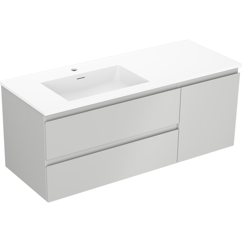 Mexen Orio Armoire de salle de bain 120 cm avec lavabo Otis gauche, 2S, 1D, gris mat/blanc mat - 91A13-12047-3-BBFFF62-W18L01