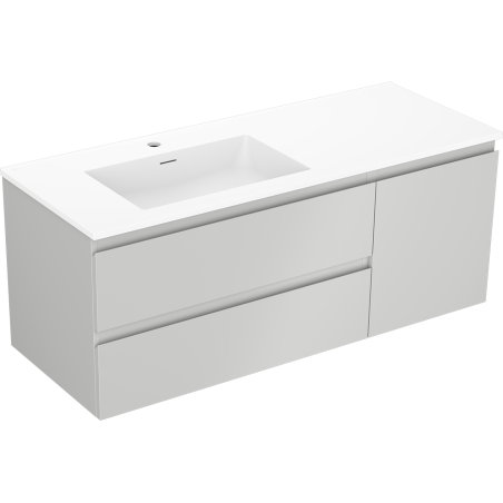 Mexen Orio meuble de salle de bain 120 cm avec lavabo Otis gauche, 2S, 1D, gris mat/blanc mat - 91A13-12047-3-BBFFF62-W18L01