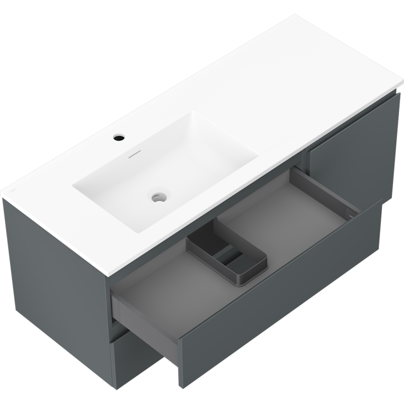 Mexen Orio meuble de salle de bain 120 cm avec lavabo Otis gauche, 2S, 1D, graphite mat/blanc mat - 91A13-12047-3-BBFFF66-W18L01