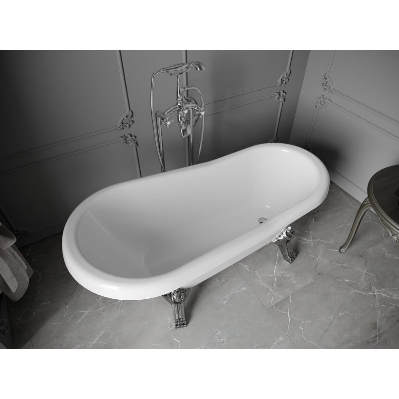 Mexen Retro baignoire autoportante 150 x 73 cm, blanche, pieds chromés - 53251507300-00